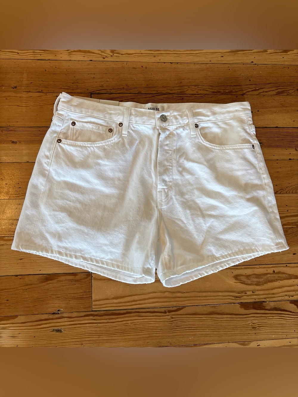 Agolde NWT Women's Jean Shorts Plus Size 31 Parker Long Short Dough Distressed